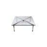 Barcelona re-edition coffee table, steel structure, glass top