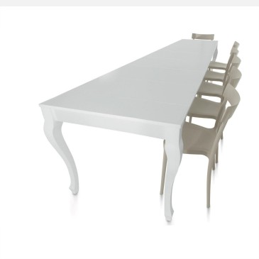 Paolina fixed or extendable console with laminate top and wooden legs