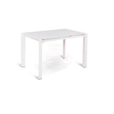 Pixel extendable table in metal with glass top available in several finishes. Suitable for living rooms or kitchens