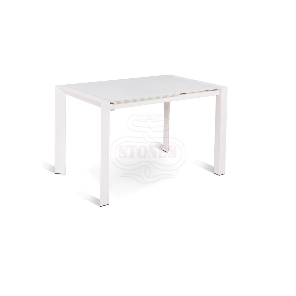 Pixel extendable metal table with glass top available in multiple finishes. Suitable for living rooms or kitchens