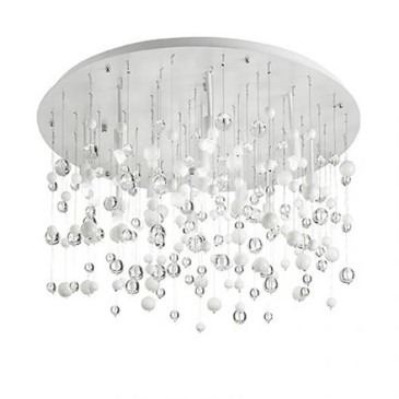 Neve ceiling lamp in white chromed metal with 8, 12 or 15 lights