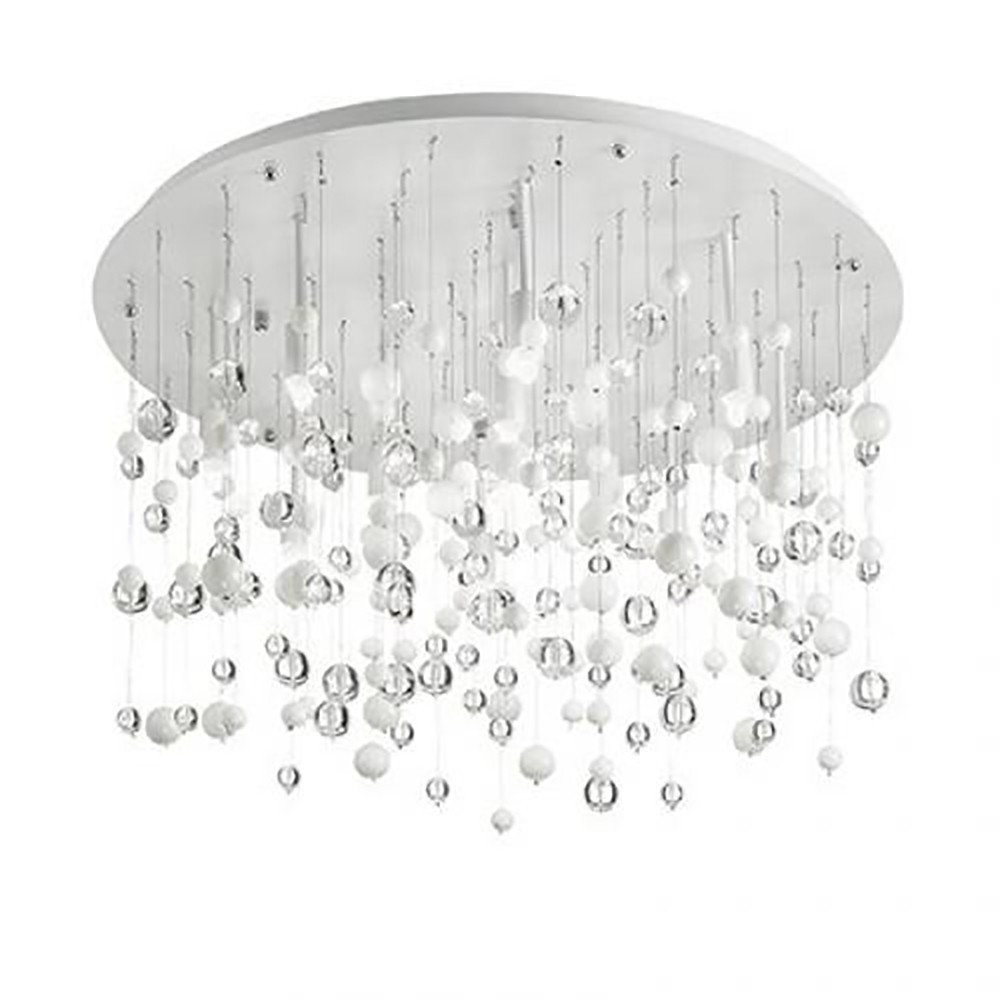 Neve ceiling lamp in white chromed metal with 8 or 12 lights