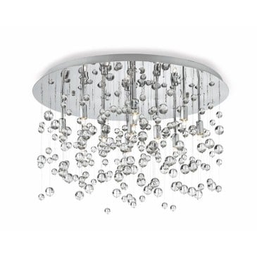 Lámpara de techo Neve de metal cromado blanco con 8, 12 o 15 luces