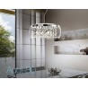 Audi-80 suspension lamp with 8 lights in chromed metal and decorative elements in glass