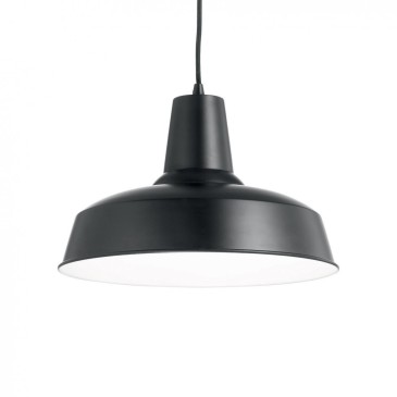 Moby pendant lamp in metal with white interior and black exterior