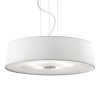 Hilton 4-light suspension lamp with chromed metal structure and fabric-covered lampshade