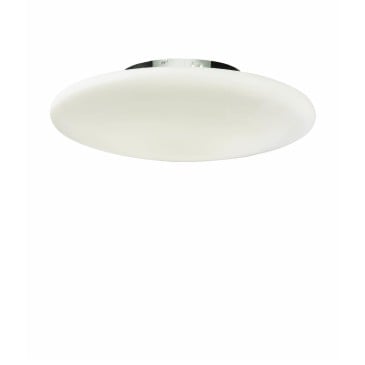 Smarties White ceiling lamp with 3 lights with chromed metal frame and white acid-etched blown glass