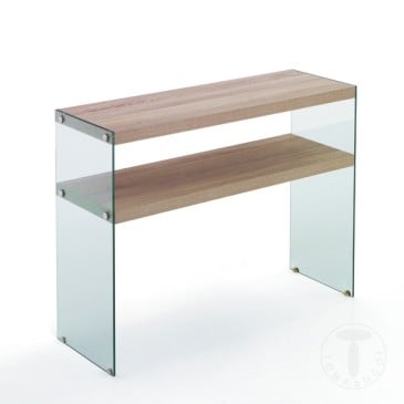 Nancy fixed console by Tomasucci with glass legs and MDF wood top