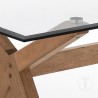 Kyra-x vaste tafel van Tomasucci in massief hout en blad van gehard glas afgewerkt met slijpen