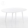 Astro Round extendable round table with structure in glossy white metal and top in glossy white lacquered wood