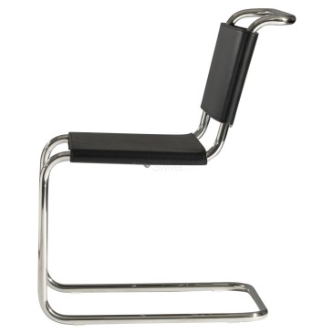 Re-edition of the Cantilever Chair by Mart Stam in chromed tubular and leather seat