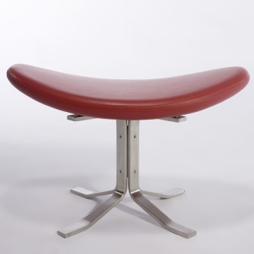 Re-edition of the Corona footrest by Poul Volther in genuine Italian leather or fabric