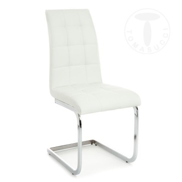 Conjunto aconchegante Tomasucci de 4 cadeiras com estrutura trenó metálica e forrada em couro sintético em três acabamentos dife