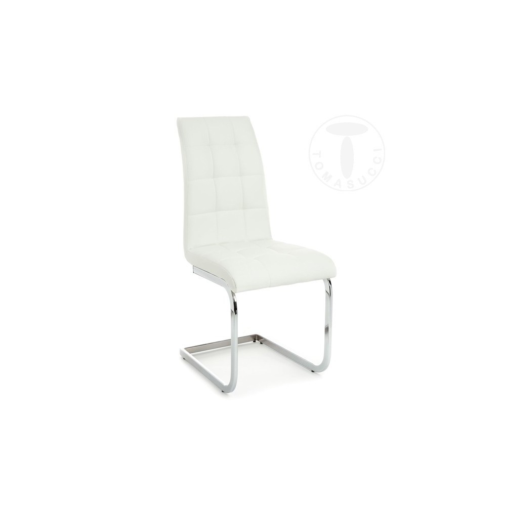 Conjunto de 4 sillas Cozy de Tomasucci con estructura de trineo de metal y tapizado en piel sintética en tres acabados diferente