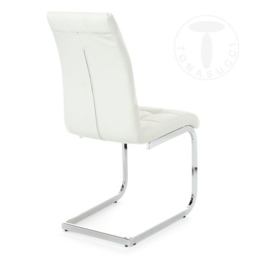 Set 4 sedie Cozy di Tomasucci con struttura in metallo a slitta e rivestita in pelle sintetica in tre diverse finiture