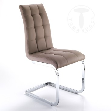 Conjunto de 4 sillas Cozy de Tomasucci con estructura de trineo de metal y tapizado en piel sintética en tres acabados diferente