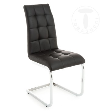 Set van 4 Cosy stoelen van Tomasucci met metalen sledestructuur en bekleed met synthetisch leer in drie verschillende afwerkinge