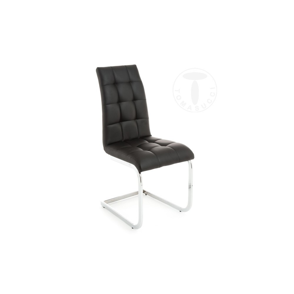 Ensemble de 4 chaises Cosy de Tomasucci avec structure luge en métal et recouvertes de cuir synthétique en trois finitions diffé