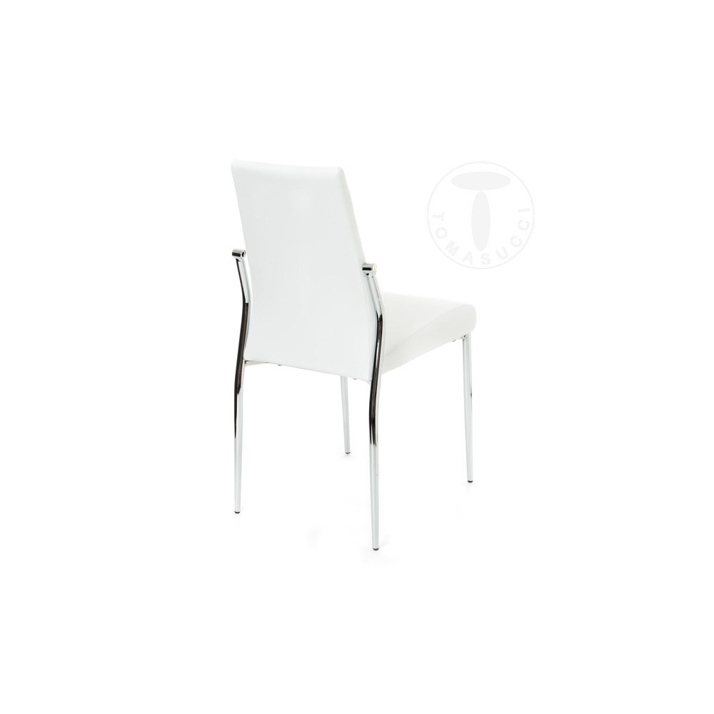 Set of 4 Margò chairs by Tomasucci with chromed metal frame covered in synthetic leather available in three colors