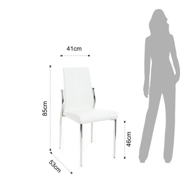 Juego de 4 sillas Margò de Tomasucci con estructura de metal cromado revestido en piel sintética disponible en tres colores