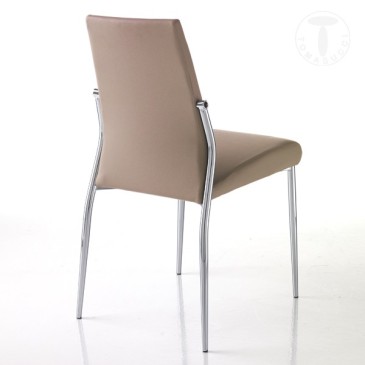 Ensemble de 4 chaises Tomasucci Margò avec structure en métal chromé recouvert de cuir synthétique disponible en trois couleurs