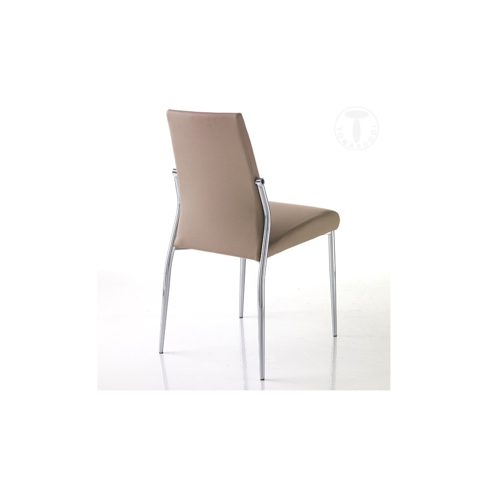 Set mit 4 Margò-Stühlen von Tomasucci mit verchromtem Metallgestell aus Kunstleder, erhältlich in drei Farben
