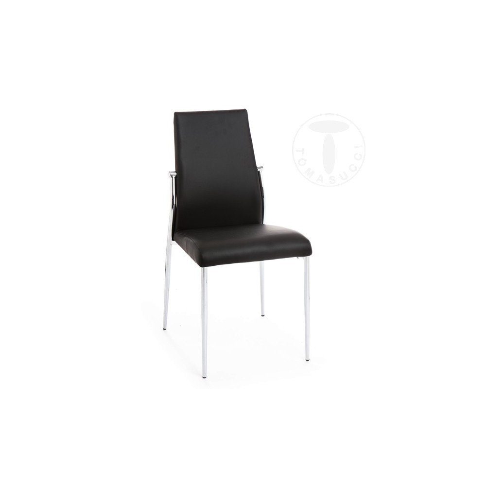 Set van 4 Margò stoelen van Tomasucci met verchroomde metalen structuur bedekt met synthetisch leer verkrijgbaar in drie kleuren