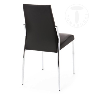 Set 4 sedie Margò di Tomasucci con struttura in metallo cromato rivestita in pelle sintetica disponibile in tre colori