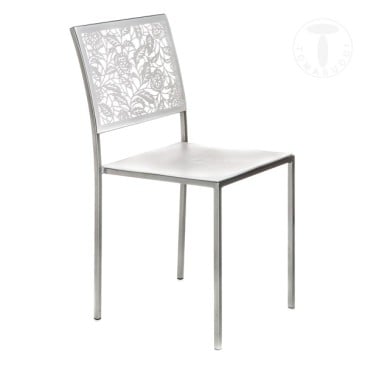 Conjunto de 4 sillas clásicas de Tomasucci apilables con estructura de metal. Asiento y respaldo en ABS disponible en dos acabad