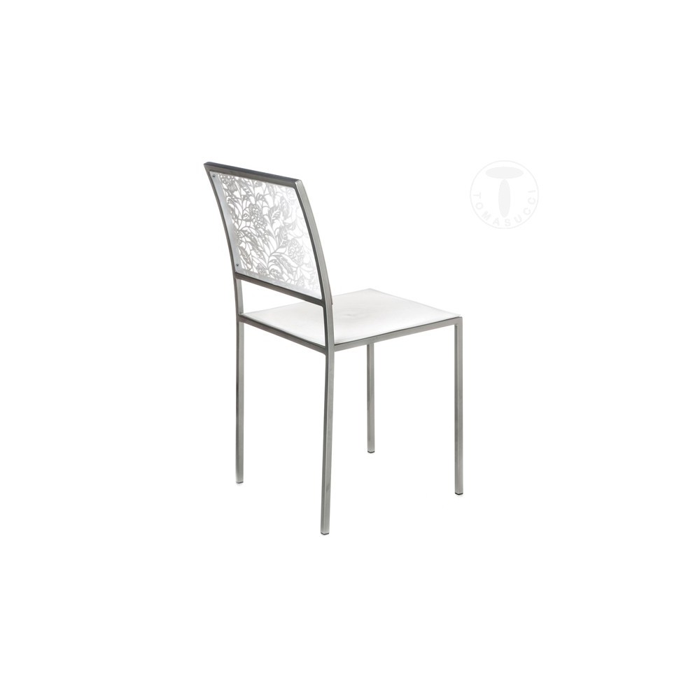 Set mit 4 klassischen Stühlen von Tomasucci, stapelbar mit Metallstruktur. Sitz und Rückenlehne aus ABS in zwei Ausführungen erh