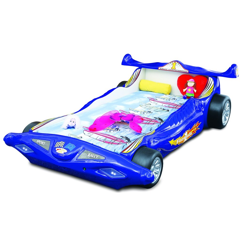 Lit en forme de voiture F1 pour garçons ou filles en MDF