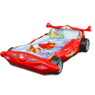 Spjälsäng för barn eller flickor i Mdf i form av en F1-bil