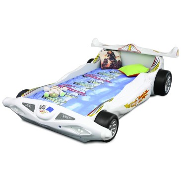 Wieg voor kinderen of meisjes in Mdf in de vorm van een F1-auto