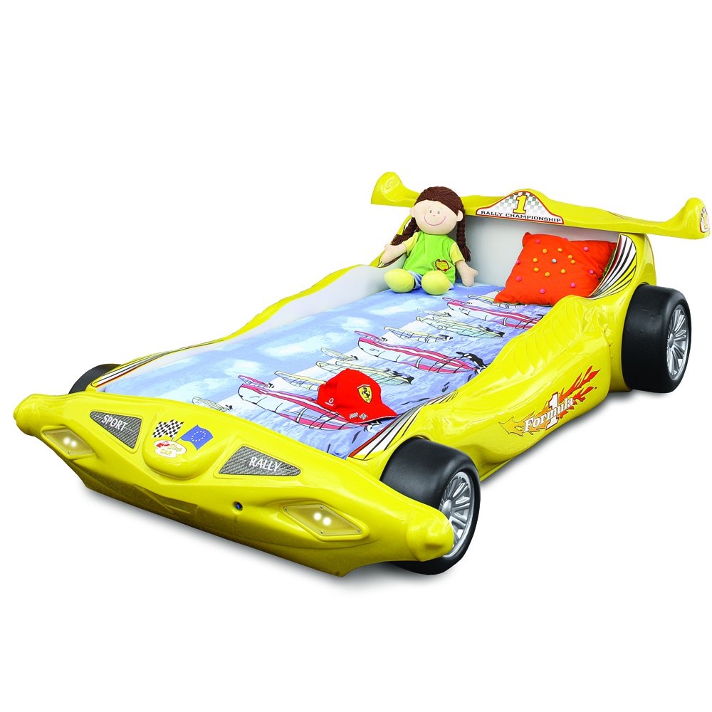 Cama con forma de coche F1 para niños o niñas en Mdf