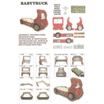 Truck-shaped baby bed in MDF with illuminated headlights