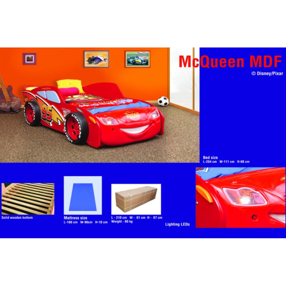 Lit voiture design Mc Queen avec éclairage pour enfant