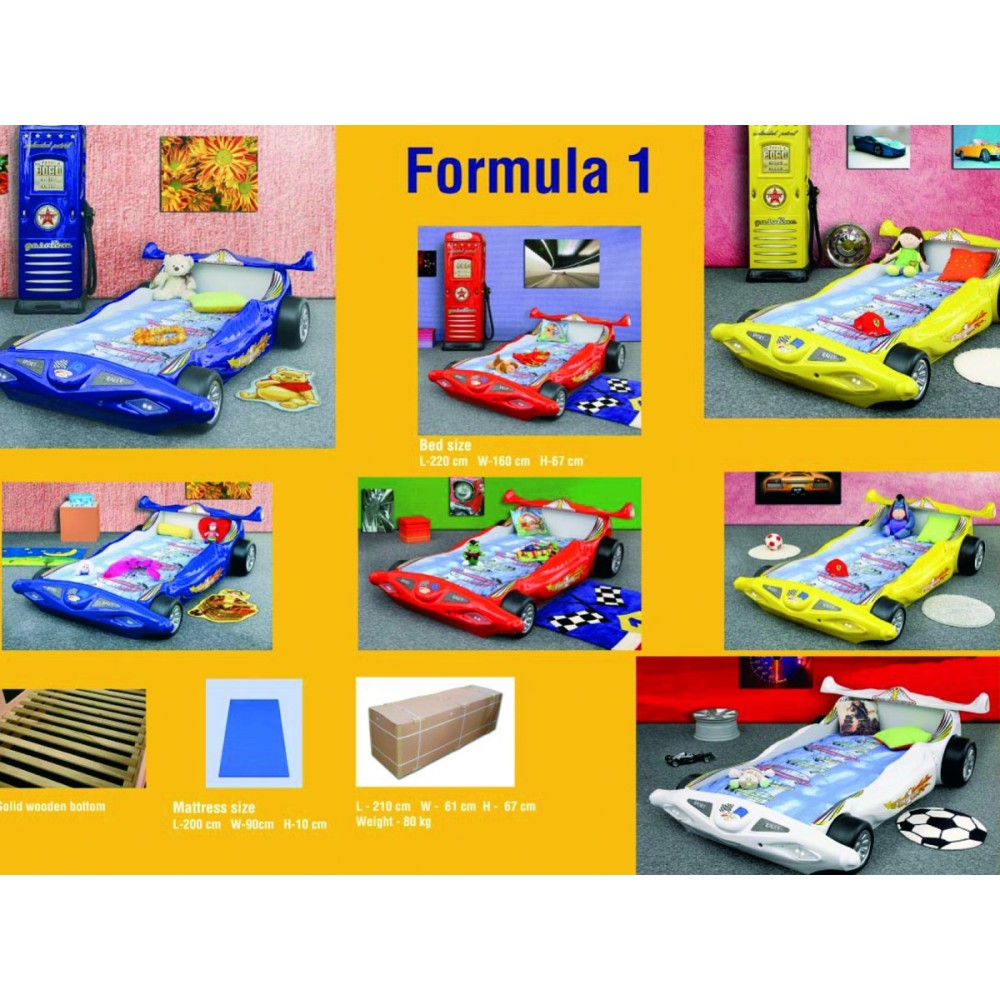 F1 autoförmiges Bett für Jungen oder Mädchen in verschiedenen Farben