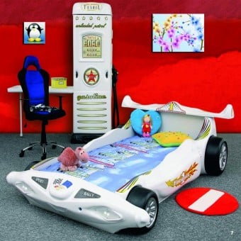 Cama con forma de coche F1 para niños o niñas en Mdf