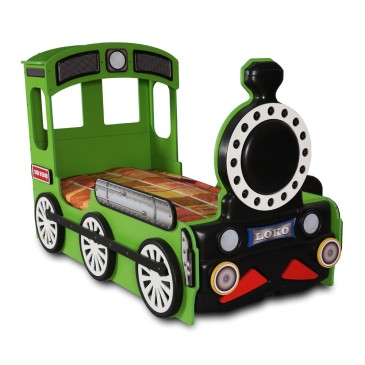 Cama de trem verde ou vermelha para meninos e meninas