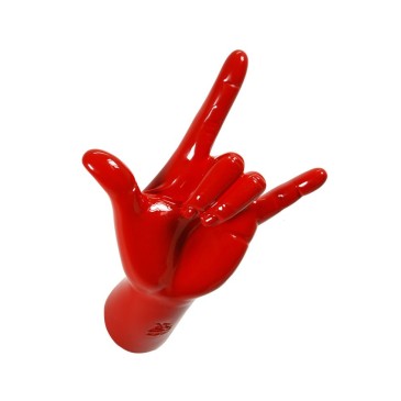 Appendiabiti a forma di mano Rock in resina lavorata a mano con anima interna in acciaio. Colori rosso, nero o bianco