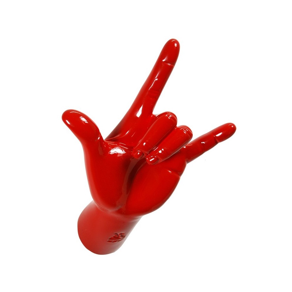 Appendiabiti a forma di mano Rock in resina lavorata a mano con anima interna in acciaio. Colori rosso, nero o bianco