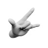 Cintre Rock en forme de main en résine artisanale avec âme interne en acier. Couleurs rouges, noires ou blanches