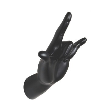 Bizarre hand-shaped coat stand that symbolizes Rock.