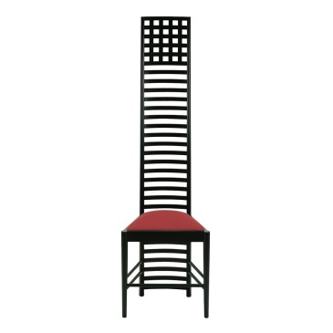 Reproductie van Mackintosh Hill House-stoel in massief hout met gewatteerde zitting bedekt met leer of stof in verschillende kle