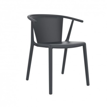 Set of 2 Woody Flat outdoor chairs in polypropylene and fiberglass available in various finishes and stackable