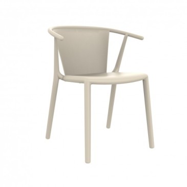 Conjunto de 2 sillas de exterior Woody Flat en polipropileno y fibra de vidrio disponibles en varios acabados y apilables