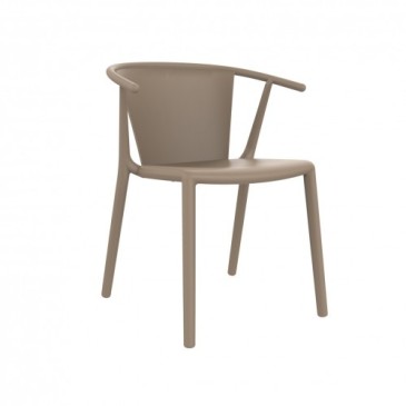 Conjunto de 2 cadeiras de exterior Woody Flat em polipropileno e fibra de vidro disponíveis em vários acabamentos e empilháveis