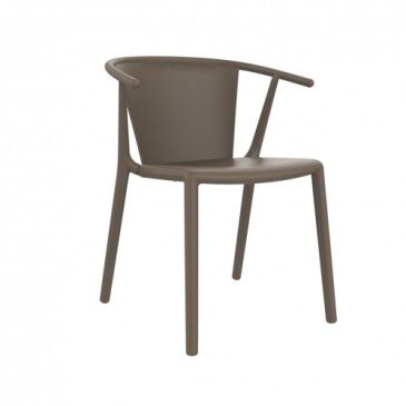 Set 2 sedie per esterno Woody Flat in polipropilene e fibra di vetro disponibile in varie finiture ed impilabile