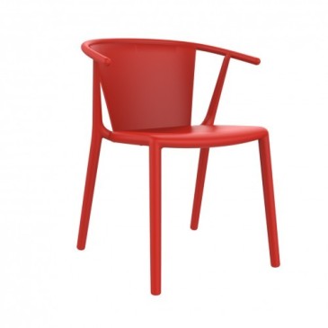 Conjunto de 2 sillas de exterior Woody Flat en polipropileno y fibra de vidrio disponibles en varios acabados y apilables