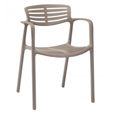 Toledo Aire outdoor chair in stackable polypropylene with armrests available in 5 colors